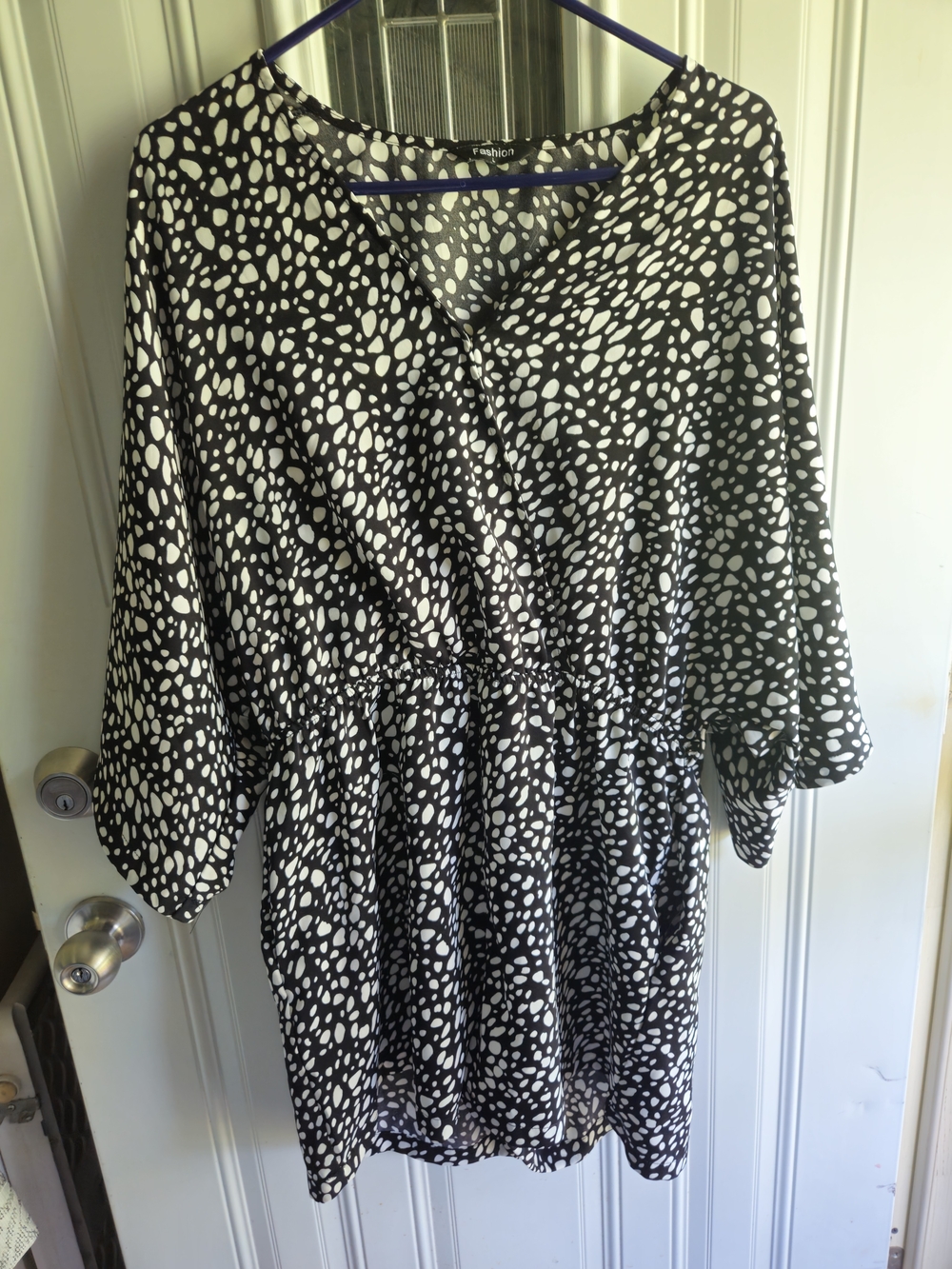 Women’s Black and White Printed Romper Size L